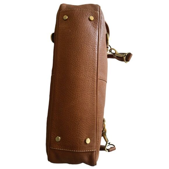 Via Spiga Leather Satchell Bag Brown Pebbled Leather Double Handle - Picture 9 of 13